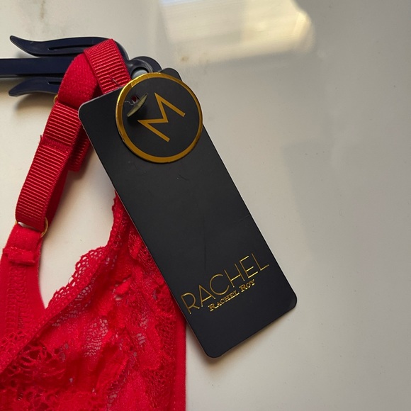 Red Deep Plunge Lace Teddy - Picture 10 of 12